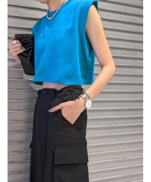 THROW by SLY カーゴパンツ ワークパンツ カジュアル テーパード THROW by SLY スラックス パンツ WRINKLE SATIN CARGO PT