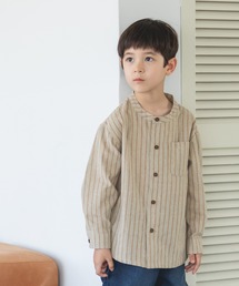 【かぞくおそろい】ポケット付き スタンドカラーシャツ