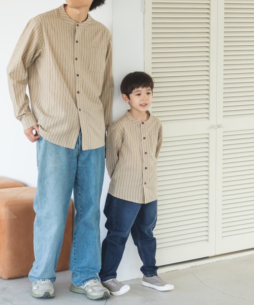 pairmanon（ペアマノン）の「【かぞくおそろい】ポケット付き スタンドカラーシャツ（シャツ/ブラウス・キッズ・ベージュ系その他/ブルー系その他2/ブルー系その他・140/90/130/110/100/150/120）」の5枚目の写真
