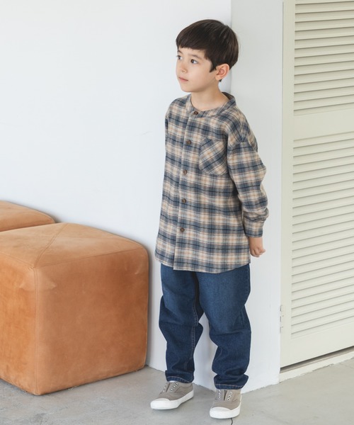 pairmanon（ペアマノン）の「【かぞくおそろい】ポケット付き スタンドカラーシャツ（シャツ/ブラウス・キッズ・ベージュ系その他/ブルー系その他2/ブルー系その他・140/90/130/110/100/150/120）」の7枚目の写真