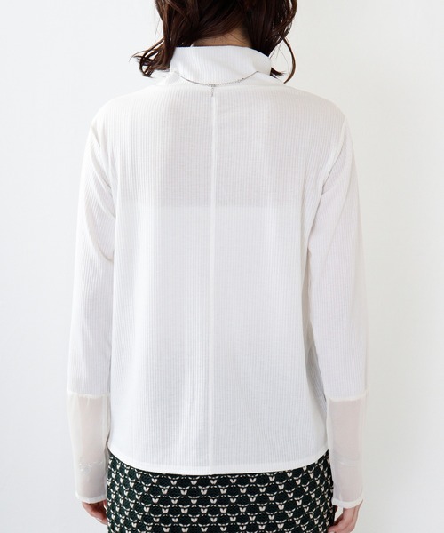 hunch(ハンチ)の「hunch リブ×シースルー ハイネックPO(Tシャツ/カットソー・レディース・モーブ系/ブルー/オフホワイト・FREE)」の18枚目の写真