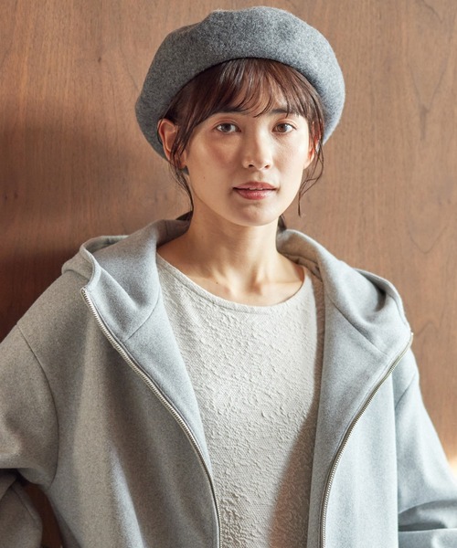 Honeys（ハニーズ）の「ウール混ベレー帽（ハンチング/ベレー帽・レディース・ベージュ/グリーン/杢グレー/ブラック・FREE）」の21枚目の写真