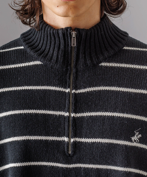 BEVERLY HILLS POLO CLUB(ビバリーヒルズポロクラブ)の「【BEVERLY HILLS POLO CLUB/ビバリーヒルズポロクラブ】ハーフジップニット セーター ワンポイント/ユニセックス(ニット/セーター・メンズ・ホワイト系その他/ブラック系その他/アイボリー/ネイビー/ブラック・L/M/XL)」の10枚目の写真