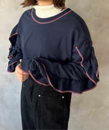 2way 配色ステッチ袖コンシャスプルオーバー