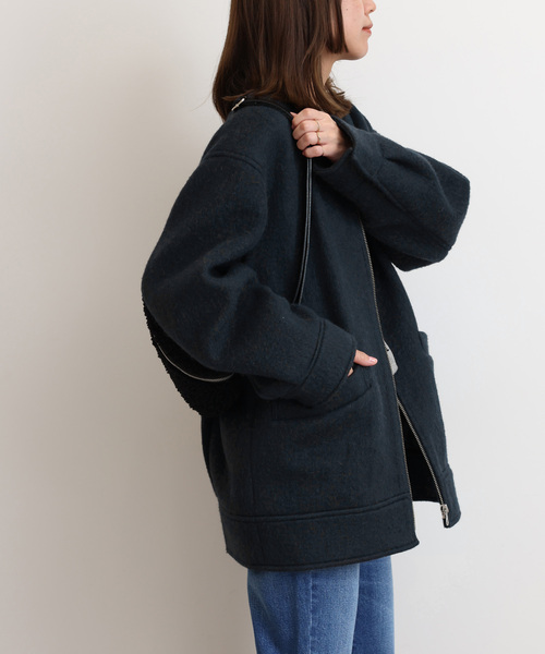 シャギースライバージップコクーンコート