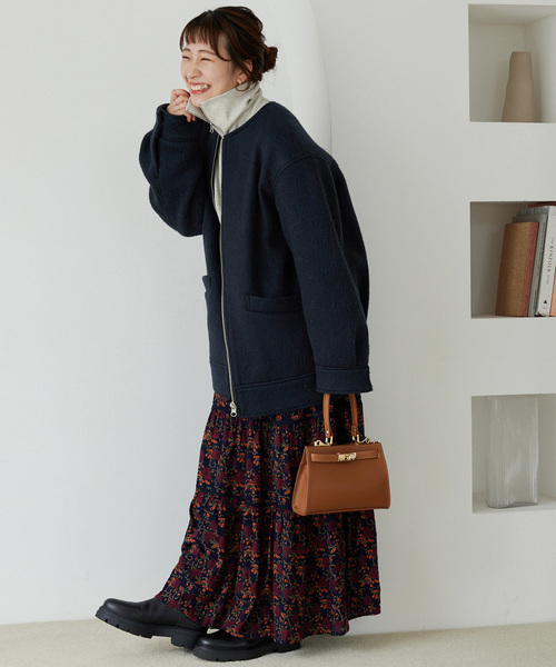 シャギースライバージップコクーンコート