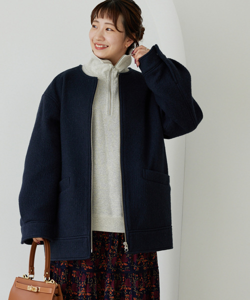 シャギースライバージップコクーンコート