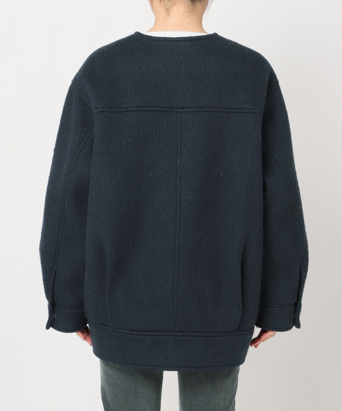 ジャーナルスタンダード⁑モヘヤ混シャギースライバージップコクーンコート　ネイビー シャギースライバージップコクーンコート