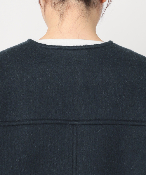 ジャーナルスタンダード⁑モヘヤ混シャギースライバージップコクーンコート　ネイビー シャギースライバージップコクーンコート