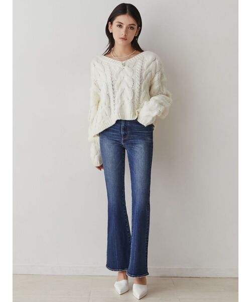 ニット セーター BIGケーブルLOOSE ニット トップス レディース GYDA（ジェイダ）の「BIGケーブルLOOSE ニット トップス（ニット