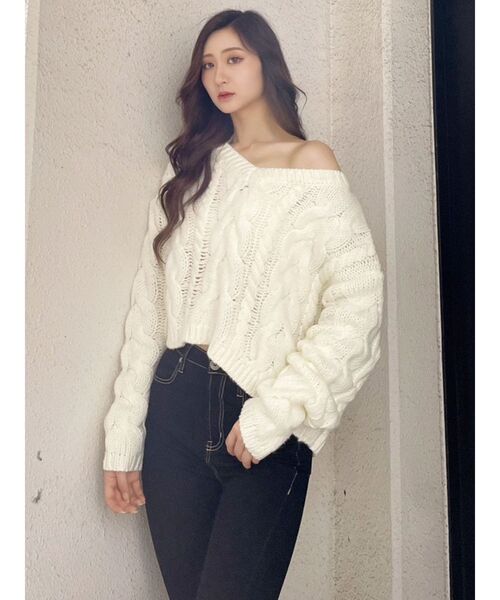GYDA(ジェイダ)の「BIGケーブルLOOSE ニット トップス(ニット/セーター・レディース・ベージュ/オフホワイト・FREE)」の20枚目の写真