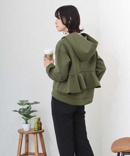 libelle more(リベル モア)の「ダンボールポンチ バックフレア ジップパーカー(その他アウター・レディース・カーキ/ネイビー/チャコールグレー・L/M)」の7枚目の写真