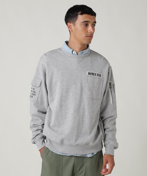 AVIREX(アヴィレックス)の「FATIGUE CREWNECK SWEAT / ファティーグ クルーネック スウェット / AVIREX / アヴィレックス(スウェット・メンズ・ブラック/その他17/オリーブ系/ネイビー・M/2XL/L/XL)」の1枚目の写真