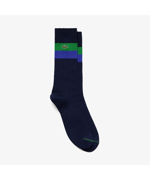 LACOSTE(ラコステ)の「バイカラーボーダークルーソックス(ソックス/靴下・メンズ・ホワイト/ネイビー・27.0cm)」の2枚目の写真