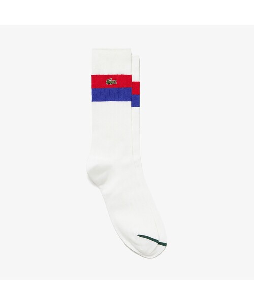 LACOSTE(ラコステ)の「バイカラーボーダークルーソックス(ソックス/靴下・メンズ・ホワイト/ネイビー・27.0cm)」の1枚目の写真