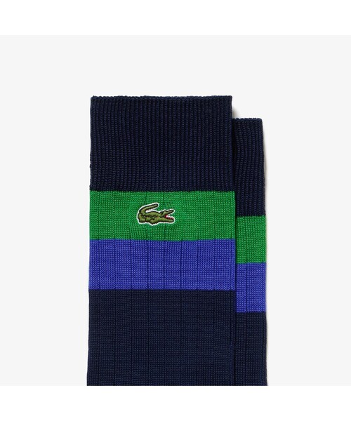 LACOSTE(ラコステ)の「バイカラーボーダークルーソックス(ソックス/靴下・メンズ・ホワイト/ネイビー・27.0cm)」の3枚目の写真