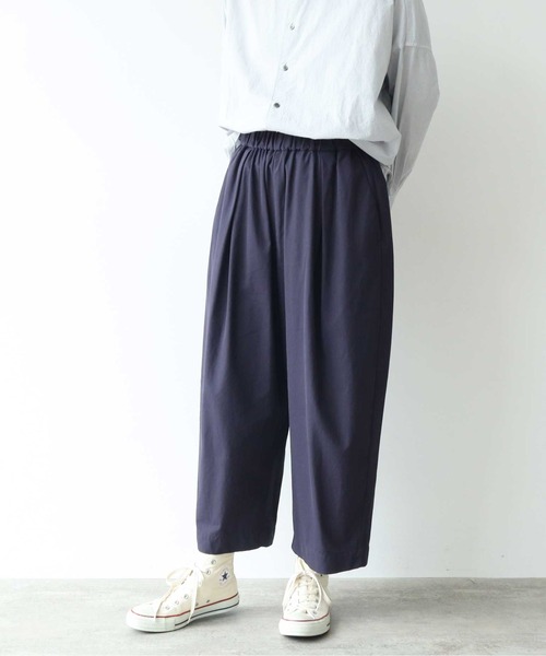 yuni（ユニ　）の「△80/2強撚コットン　ギャバゴムタックパンツ（その他パンツ・レディース・グレー/ブラック/ベージュ/キナリ/ネイビー/ブラウン/カーキ/チャコールグレー・FREE）」の8枚目の写真