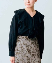 ＩＥＤＩＴ　コットン素材が心地よいラッフルカラーブラウス