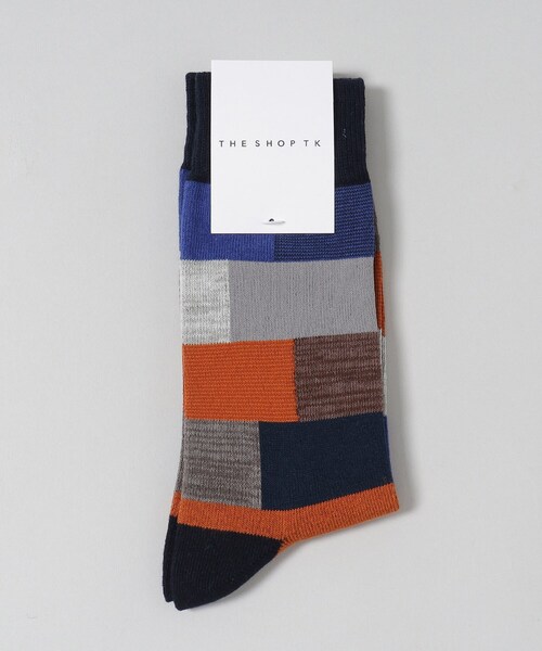 THE SHOP TK （ザ ショップ ティーケー ）の「◆パッチワークデザインソックス（ソックス/靴下・メンズ・グレー系4/ブルー系5/ベージュ系5/ブラック系5・00）」の4枚目の写真