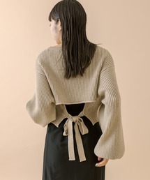 [mline]バックリボンショートニット
