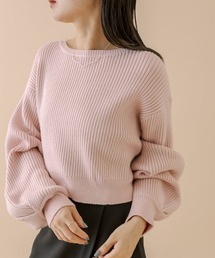 [mline]バックリボンショートニット