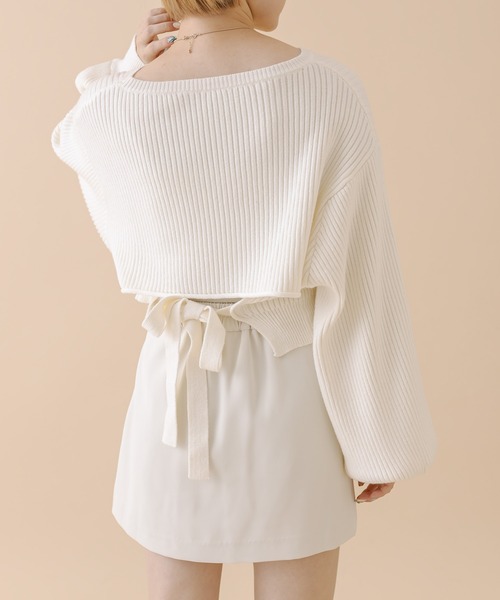 mline（エムライン）の「[mline]バックリボンショートニット（ニット/セーター・レディース・ベージュ/アイボリー/ブラック/ピンク/グリーン系その他/チャコールグレー・FREE）」の13枚目の写真