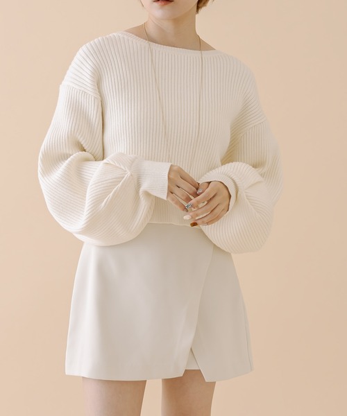mline（エムライン）の「[mline]バックリボンショートニット（ニット/セーター・レディース・ベージュ/アイボリー/ブラック/ピンク/グリーン系その他/チャコールグレー・FREE）」の14枚目の写真
