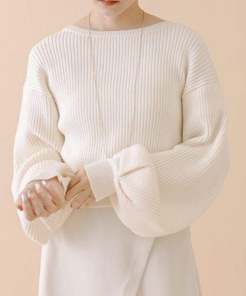 mline（エムライン）の「[mline]バックリボンショートニット（ニット/セーター・レディース・ベージュ/アイボリー/ブラック/ピンク/グリーン系その他/チャコールグレー・FREE）」の15枚目の写真