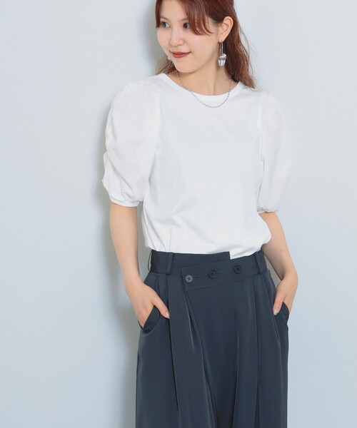 Ray BEAMS(レイビームス)の「Ray BEAMS / ギャザー パフスリーブ トップス(Tシャツ/カットソー・レディース・ブラック/サックスブルー/ホワイト・ONE SIZE)」の15枚目の写真