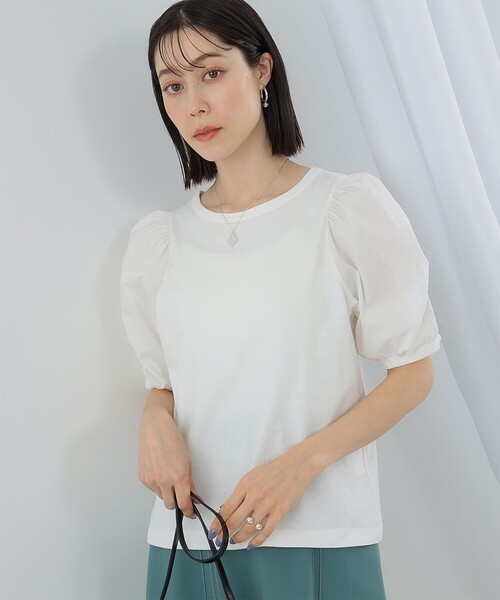 Ray BEAMS(レイビームス)の「Ray BEAMS / ギャザー パフスリーブ トップス(Tシャツ/カットソー・レディース・ブラック/サックスブルー/ホワイト・ONE SIZE)」の11枚目の写真