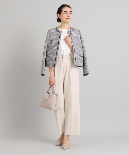 OPAQUE.CLIP（オペークドットクリップ）の「◆≪通勤・セレモニー/セットアップ対応≫ ワイドパンツ/ダブルクロス【洗濯機洗い可】（その他パンツ・レディース・ネイビー/ライトベージュ/ブラック・38/34/36/42/40）」の8枚目の写真