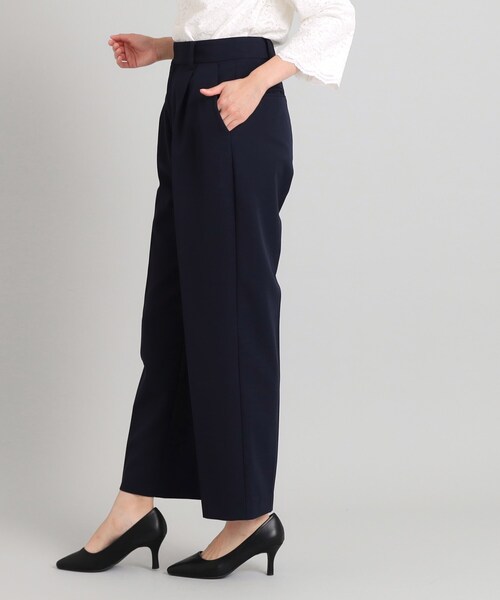 OPAQUE.CLIP（オペークドットクリップ）の「◆≪通勤・セレモニー/セットアップ対応≫ ワイドパンツ/ダブルクロス【洗濯機洗い可】（その他パンツ・レディース・ネイビー/ライトベージュ/ブラック・38/34/36/42/40）」の13枚目の写真