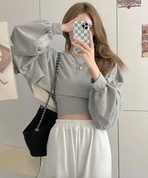 【Mayree】クロップド スウェット トレーナー インナーキャミセット