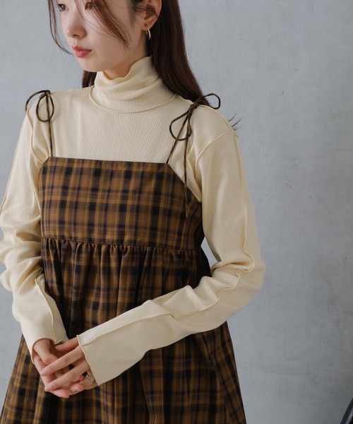Kastane(カスタネ)の「テレコメロウハイネックロンT(Tシャツ/カットソー・レディース・チャコールグレー/アイボリー/ブルー/オレンジ・FREE)」の9枚目の写真