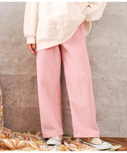 anap mimpi（アナップミンピ）の「ケーブル ニットソー 裏起毛 あったか ストレートパンツ（その他パンツ・レディース・ベージュ/ブラウン/ピンク・FREE）」の3枚目の写真