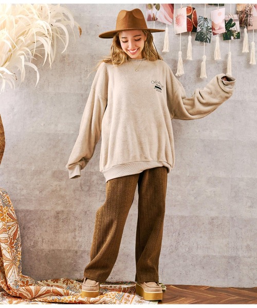 anap mimpi（アナップミンピ）の「ケーブル ニットソー 裏起毛 あったか ストレートパンツ（その他パンツ・レディース・ベージュ/ブラウン/ピンク・FREE）」の7枚目の写真