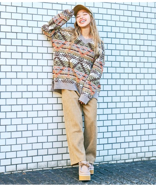 anap mimpi（アナップミンピ）の「ケーブル ニットソー 裏起毛 あったか ストレートパンツ（その他パンツ・レディース・ベージュ/ブラウン/ピンク・FREE）」の11枚目の写真