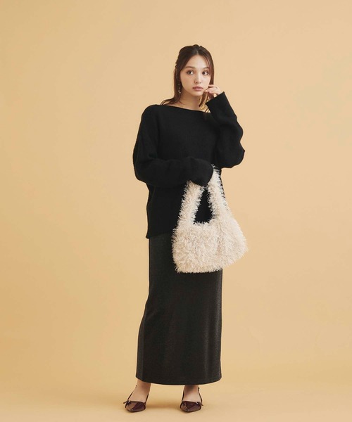 fifth(フィフス)の「ボートネックニットスカートセットアップ(セットアップ・レディース・ブラック/グレー/ラベンダー/ホワイト・M)」の15枚目の写真