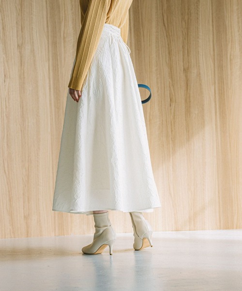 Andemiu(アンデミュウ)の「ワッシャーレースアップフレアスカート 100551(スカート・レディース・ホワイト/ベージュ/ブラック・FREE)」の4枚目の写真