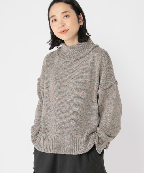 studio CLIP（スタディオクリップ）の「3ゲージネップヤーンハイネックプルオーバー（ニット/セーター・レディース・ライトグレー/アイボリー/ブラウン・FREE）」の5枚目の写真