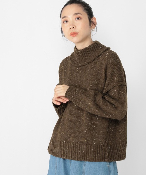 studio CLIP（スタディオクリップ）の「3ゲージネップヤーンハイネックプルオーバー（ニット/セーター・レディース・ライトグレー/アイボリー/ブラウン・FREE）」の7枚目の写真