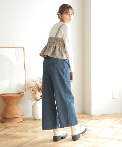 Amourire girl（アムリールガール）の「チェックビスチェ風ドッキングカットソー(130cm～160cm)（Tシャツ/カットソー・キッズ・ブラック/ベージュ・160cm/150cm/140cm/130cm）」の14枚目の写真