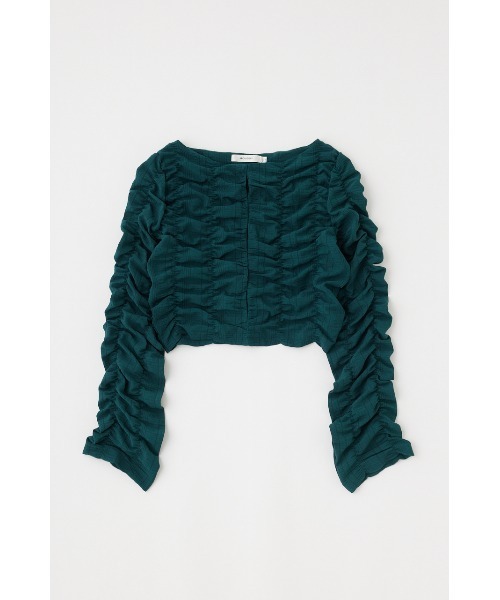 MOUSSY(マウジー)の「SHIRRING CROP トップス(Tシャツ/カットソー・レディース・ブラック/ダークグリーン/オフホワイト・FREE)」の11枚目の写真