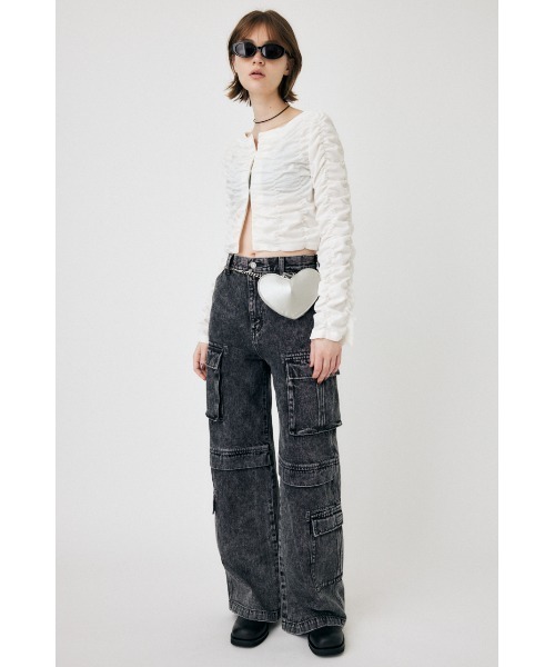 MOUSSY(マウジー)の「SHIRRING CROP トップス(Tシャツ/カットソー・レディース・ブラック/ダークグリーン/オフホワイト・FREE)」の14枚目の写真