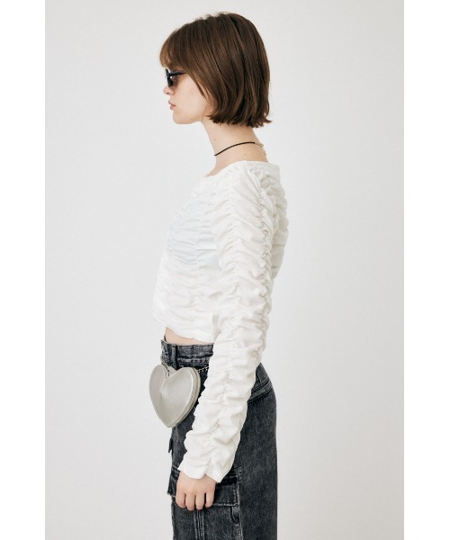 MOUSSY SHIRRING CROP トップス moussy｜SHIRRING CROP トップス | Rakuten Fashion(楽天