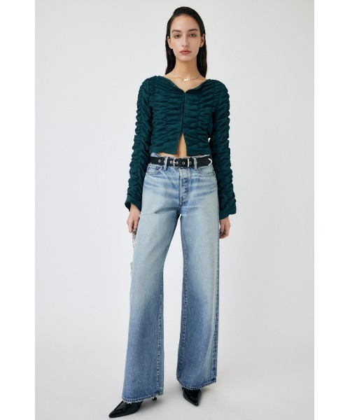 MOUSSY(マウジー)の「SHIRRING CROP トップス(Tシャツ/カットソー・レディース・ブラック/ダークグリーン/オフホワイト・FREE)」の8枚目の写真
