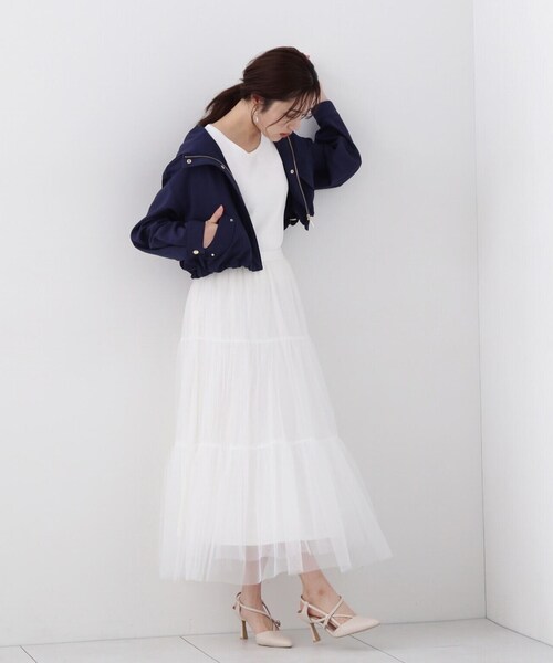 PROPORTION BODY DRESSING（プロポーションボディドレッシング）の「チュールティアードスカート / 1214120212（スカート・レディース・ホワイト/ブラック・SMALL/MEDIUM）」の9枚目の写真