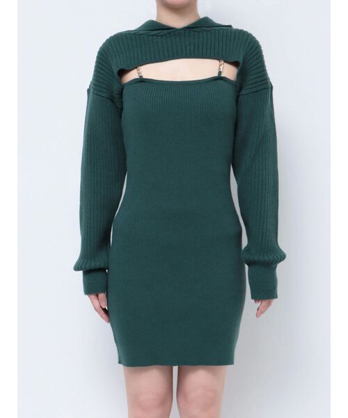 EVRIS（エヴリス）の「アンサンブルニットミニワンピース（ワンピース・レディース・グリーン/ブラック/アイボリー・FREE）」の18枚目の写真