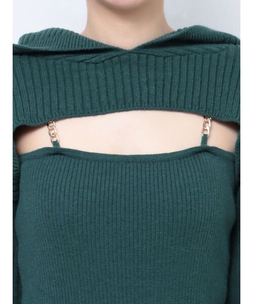 EVRIS（エヴリス）の「アンサンブルニットミニワンピース（ワンピース・レディース・グリーン/ブラック/アイボリー・FREE）」の15枚目の写真