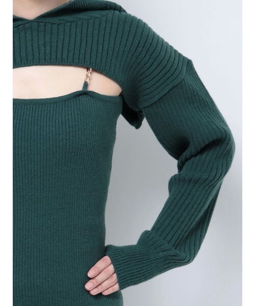 EVRIS（エヴリス）の「アンサンブルニットミニワンピース（ワンピース・レディース・グリーン/ブラック/アイボリー・FREE）」の14枚目の写真